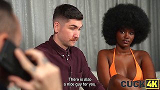 Hot interracial action with hot ebony babe L Levi & her cuckold partner
