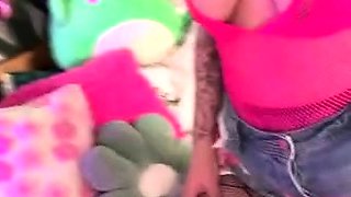 Strapon milf with teen amateur in ffm trio fucked