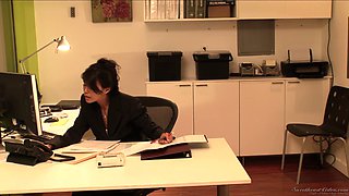 Lesbian Office Seductions #07 Scene with Pretty Lesbian Brunette Dana Vespoli