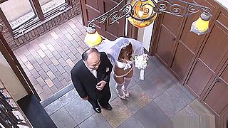 Japanese bride sucking cock during her wedding