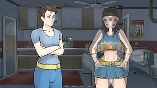 Hentai anime, kissing teen, thick