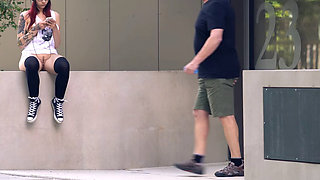 Skateboard girl flashing in public
