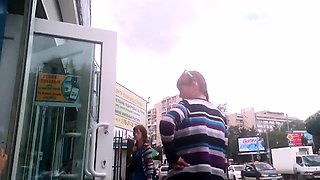 Street voyeur finds a sexy Russian babe with fabulous legs