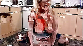 Granny with big breasts feels male pole inside her hairy pussy