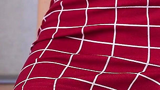 Tight Red Skirt Teasing Perfect Ass Student