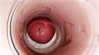 Camera inside deep pussy captures huge ejaculation of sperm