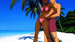 Ebony Girl Sex on the Beach. African Girl. Cartoon. the Sexiest Girls on the Planet