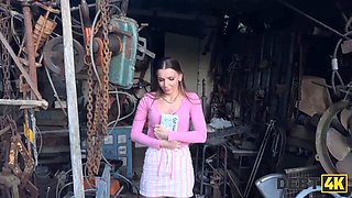 Debt4k. Arina Shy didn’t pay her debt and got Face Fucked instead