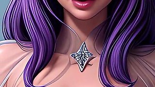 Crystal Frost Queens - Curvy Purple-haired Goddesses in a Frozen Cave