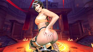 Cool Cassie Del Isla cosplays as Tracer from Overwatch and rides a unicorn Sybian to orgasm