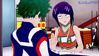 Kyoka Jiro and Izuku Midoriya have intense sex in the gym storage - My Hero Academia hentai