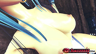 3D Hentai Animation - Big Tits Girl in Sexy Bodysuit Gets Pussy Licked and Fingering on Stairs Leading to Intense Orgasm