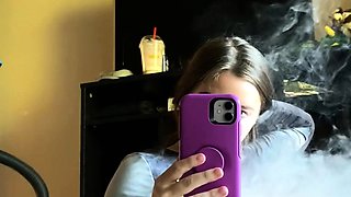 Lovely Amateur teen brunette masturbating outdoor
