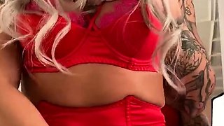 Perfect blond making solo masturbation