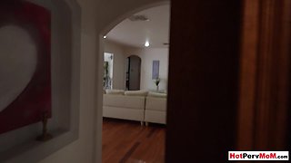 Stepson spying on masturbating MILF mom