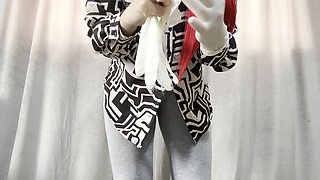 Medical Gloves Masturbation Leggings Wet Pussy Play