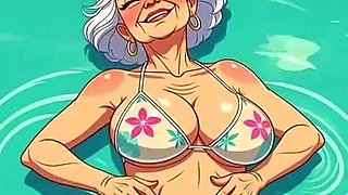 Flirty Animated Grandma in Bikini
