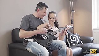 Old4k. old man with teenager spirit makes enjoy to cute teen woman