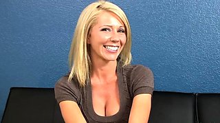 Blonde Babe Ashley Winters Gives Upskirt To Get Black Guy