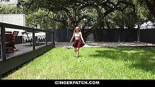 Ginger teen Briar Rose caught sneaking in neighbor's backyard