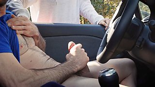 Wild public car show turns into a stranger helping me jerk off