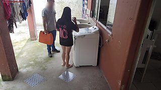 Married Housewife Pays Washing Machine Technician with Her Ass While Cuckold Husband Is Away