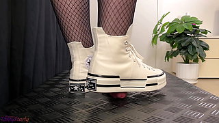 Girlfriend Full Weight Trampling in Platform Converse - Cock Balls Crush Trample, Shoejob, CBT, Bootjob, Stomping