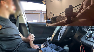 Parking Lot Jerking off She Can't Stop to Watch My Hard Cock