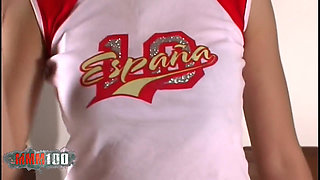 Lyam: Pretty Teen Arab Brunette Lyam Doing a Strip in the Bedroom