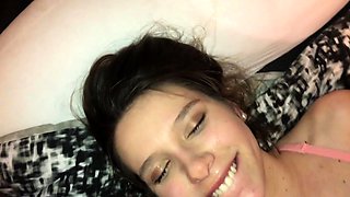 Extreme amateur pov blowjob with brunette babe