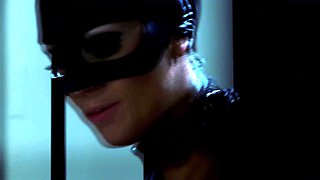 Katwoman Gets Her Pussy and Mouth Stuffed in Wild Prison Threesome