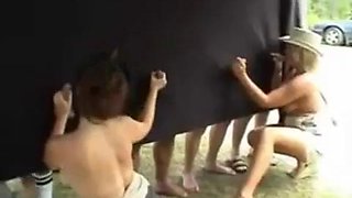 Rednecks gals work the curtain: Blowjob, Amateur  Hardcore Porn