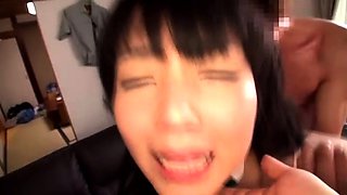 Beautiful Japanese schoolgirl takes a big shaft in her pussy