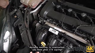 MATURE4K. Mature bitch Texas Patti is fucking on top of her car in front of her husband