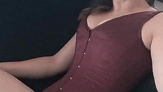 Smoking in Sexy Black Lingerie with Suspenders