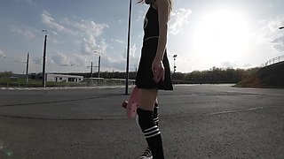 I Ride a Penny Board in a Skirt Without Panties