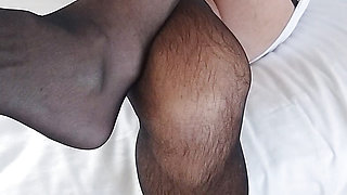 CD plays on bed in new lingerie