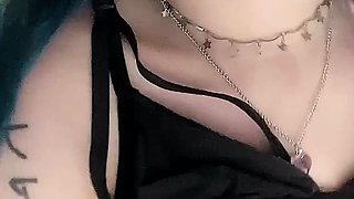 Busty japanese girl spreads pink wet cunt in close up