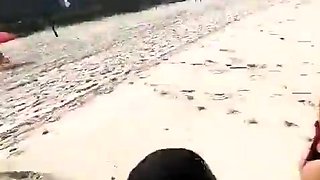 Teen brunette masturbating on public dirt road