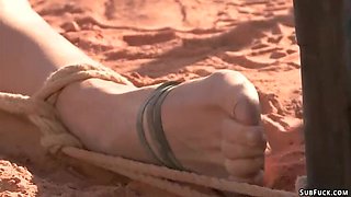 Hitchhiker Amber Rayne Bound & Fucked Rough in Desert Threesome BDSM
