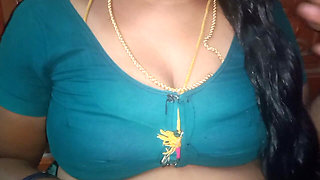 Tamil Aunty Squeezing Her Breasts When She Is Alone and Unable to Control Her Emotions