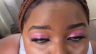 Slutty Ebony Girl Gets Filled up with Cum After Gagging on Dick