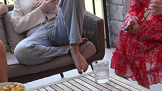 Cute Young Girl Publicly Fucked by an Italian Guy with a Huge Cock on a Summer Patio!