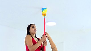 Fit Latina Lesbians Stretch Ass With Toys