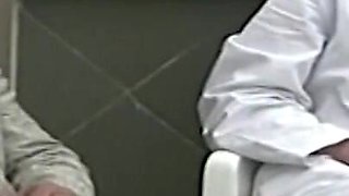 Humiliating threesome pissing orgasm