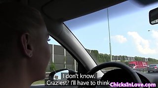 Amateur euro lezzies fingerfucking in the car