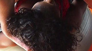 Ebony MILF Does Her Morning Joga but Gets Interrupted by Her Lover He Eats Her Pussy Before Cumming on Her Face