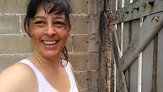 Wife without panties outdoor