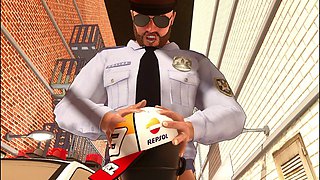 Perverted Cop and Ebony Big Breast Boubble Butt Girl
