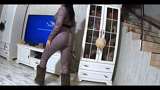 Risk in Tight Leather Cameltoe, Blowjob & Cum on My Downjacket Twice 235- Preview